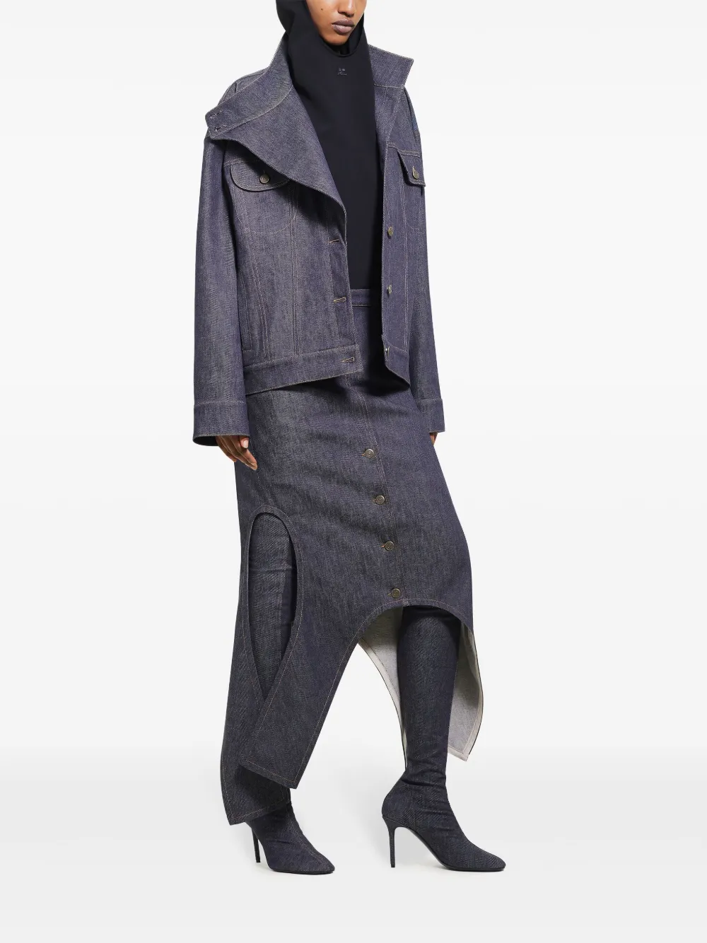 Shop Courrèges Motorcycle Denim Jacket In Grau