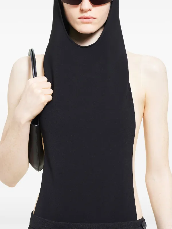 Courrèges Illusion Hooded Bodysuit | Black | FARFETCH