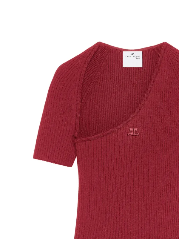 Courrges Mini Slash rib-knit Dress | Red | FARFETCH