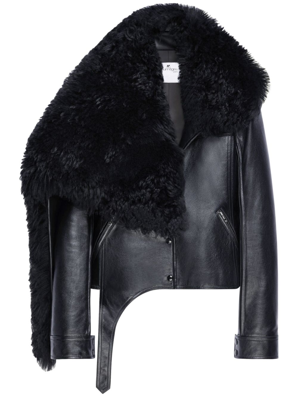 Courrèges shearling-collar leather jacket