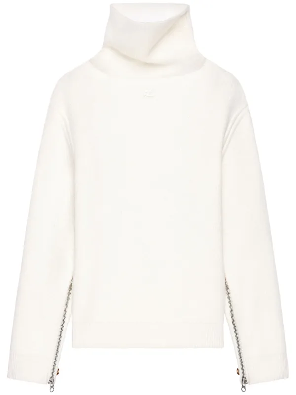 Courrèges Oversized mock-neck Sweater Neutrals FARFETCH OM