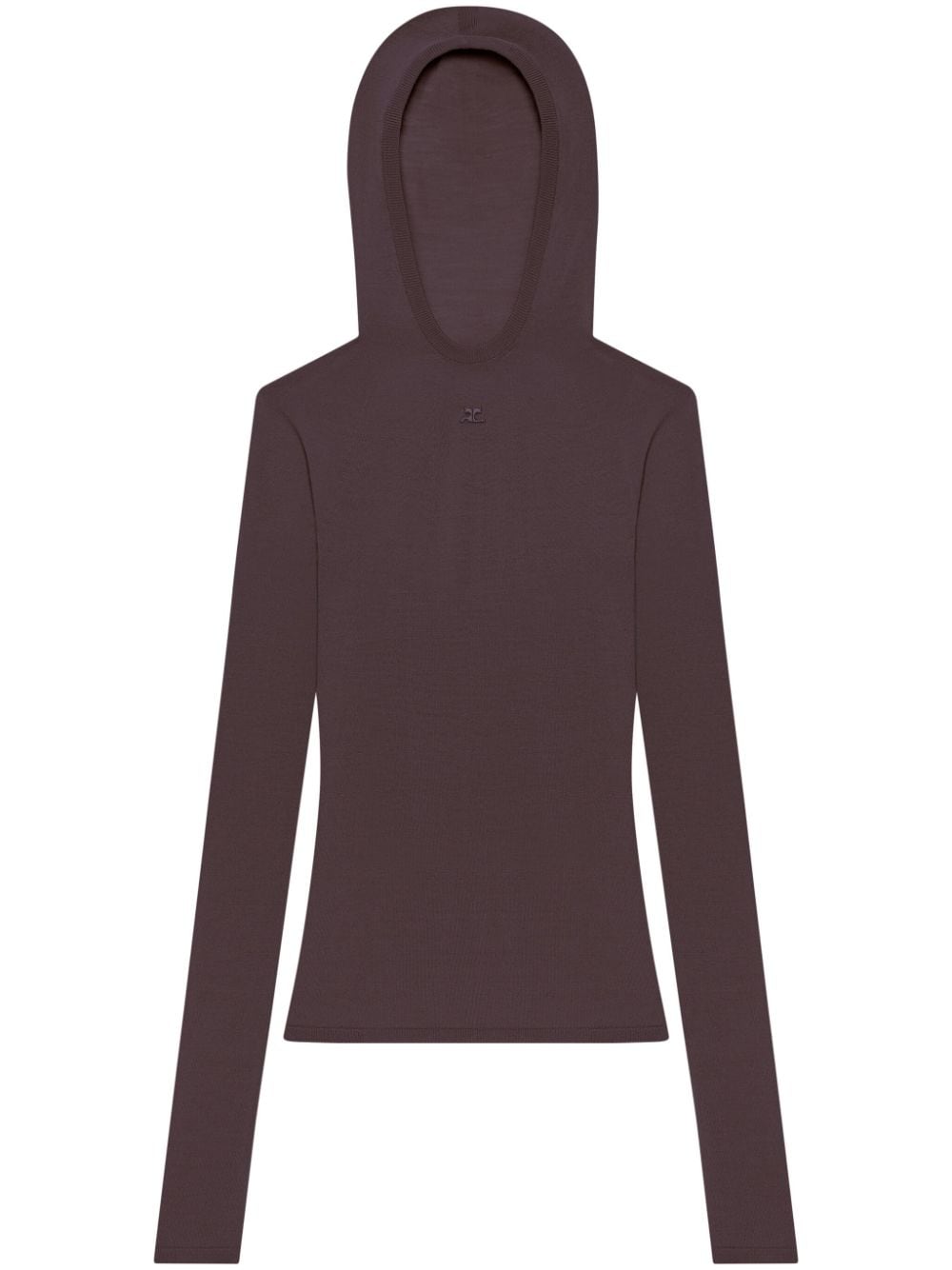 Shop Courrèges Hooded Knitted Top In Braun