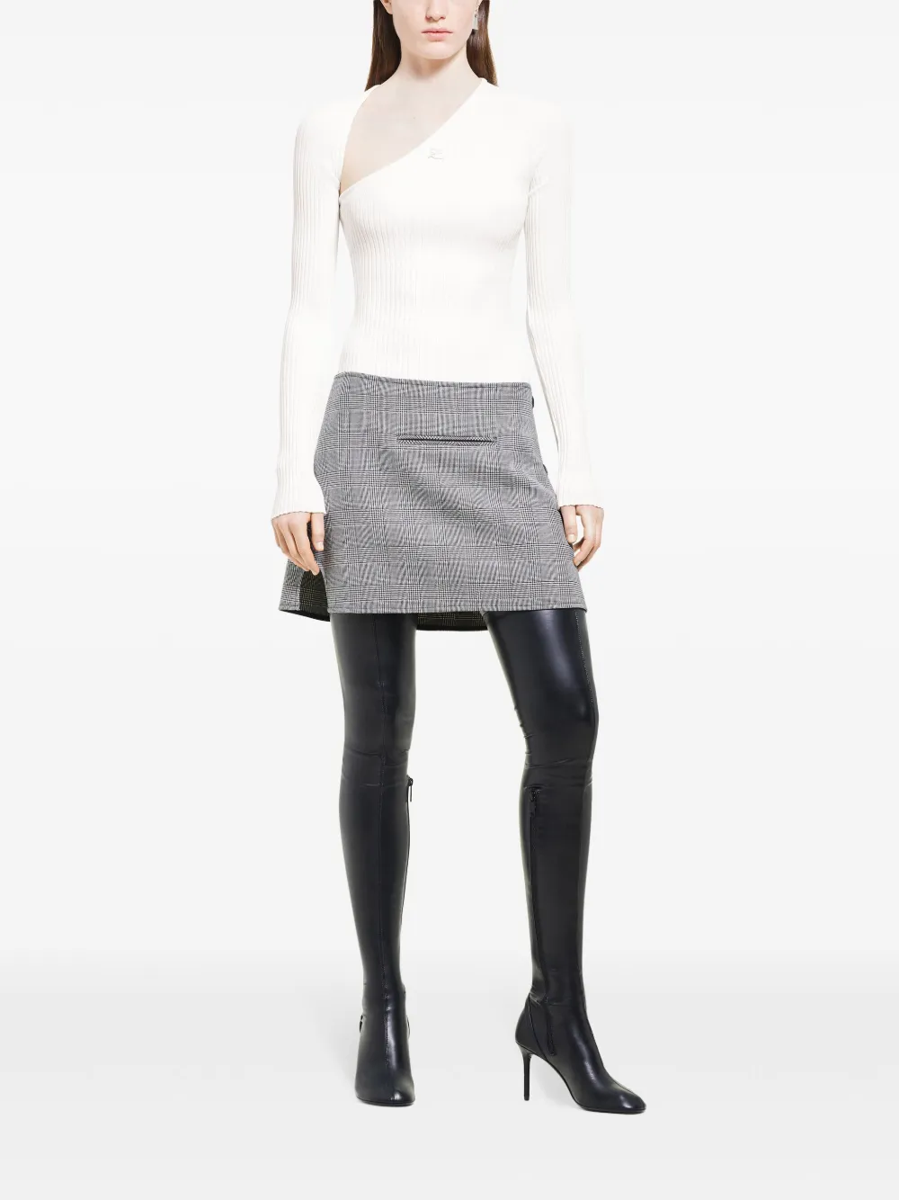 Courrèges Oblique Prince of Wales mini-rok - Zwart