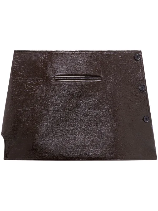 Courrèges Oblique Vinyl Mini Skirt in Brown