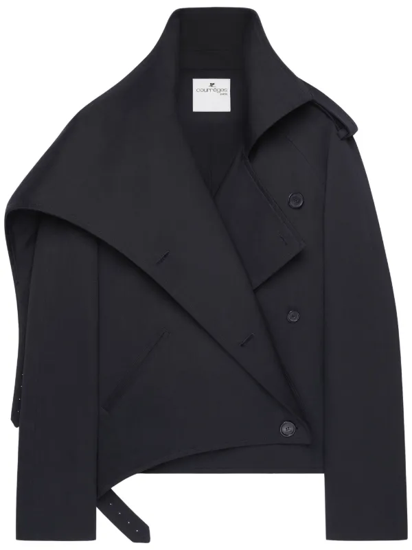COURREGES>>>コットン オブリーク トレンチコート Courrèges オブリーク トレンチコート | ブラック | FARFETCH JP
