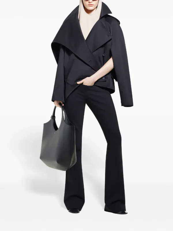 Courrèges Short Oblique Trench Coat | Black | FARFETCH