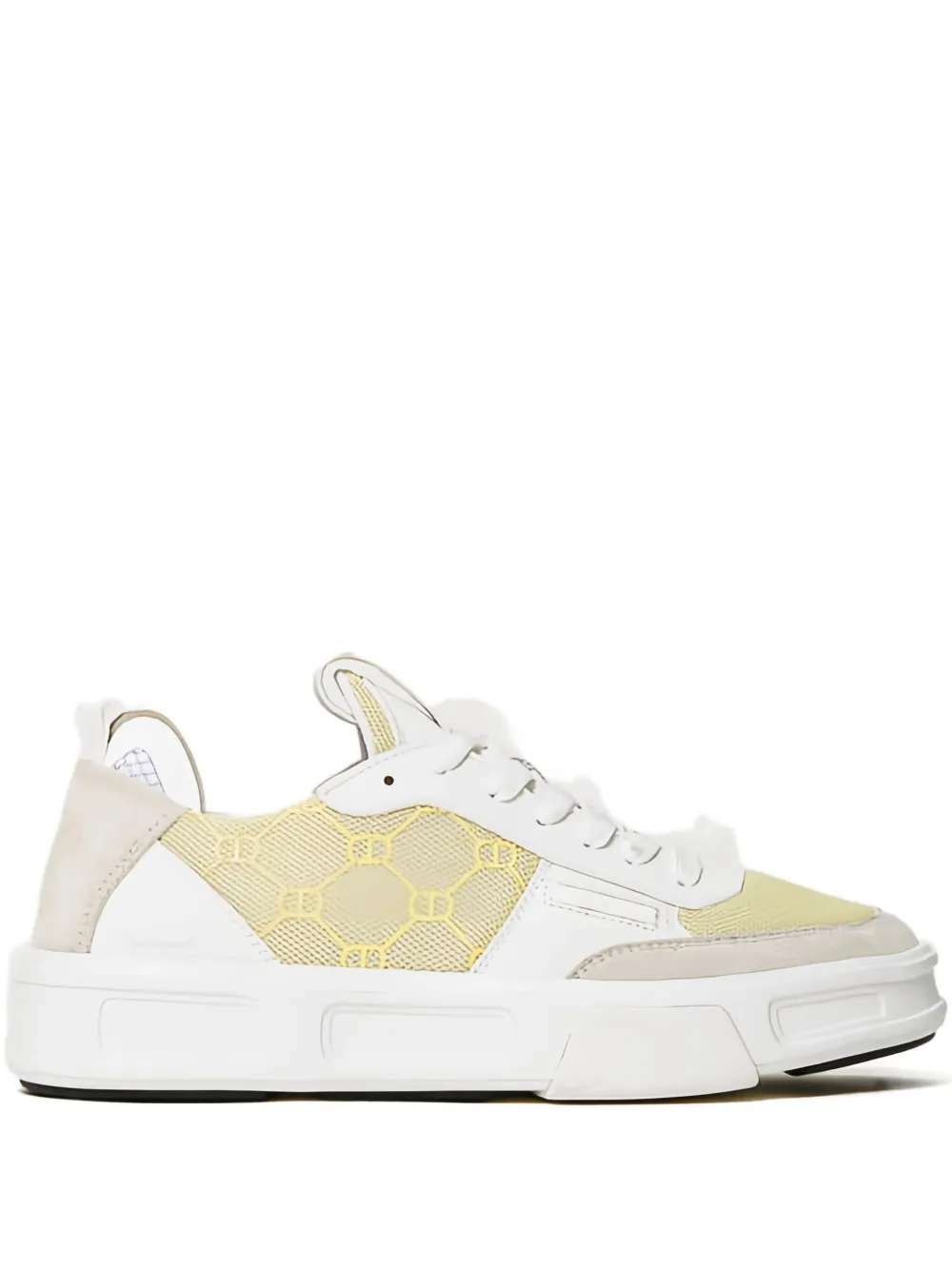TWINSET Fessura monogram-panel lace-up sneakers White