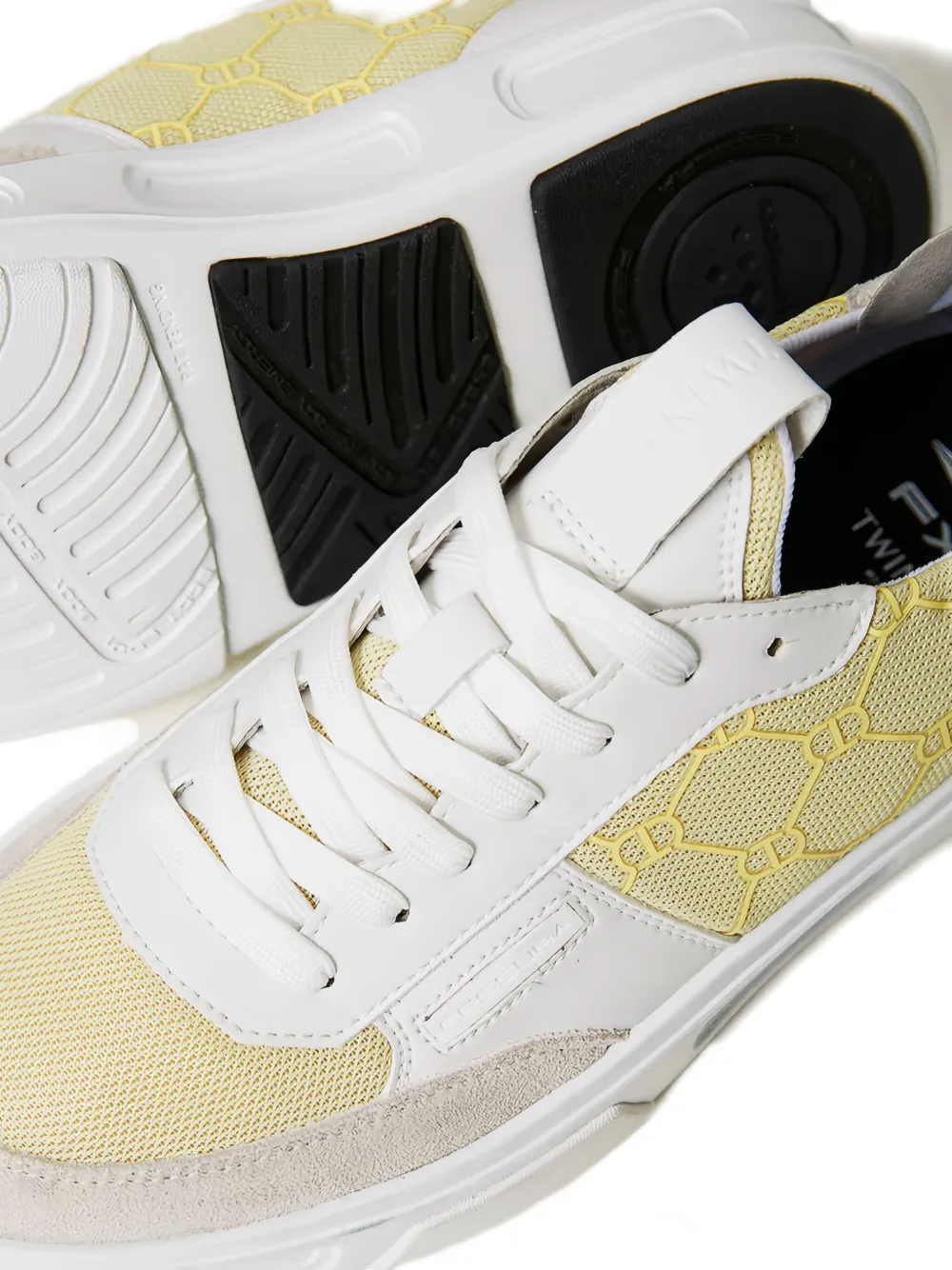 TWINSET Fessura monogram-panel lace-up sneakers Wit