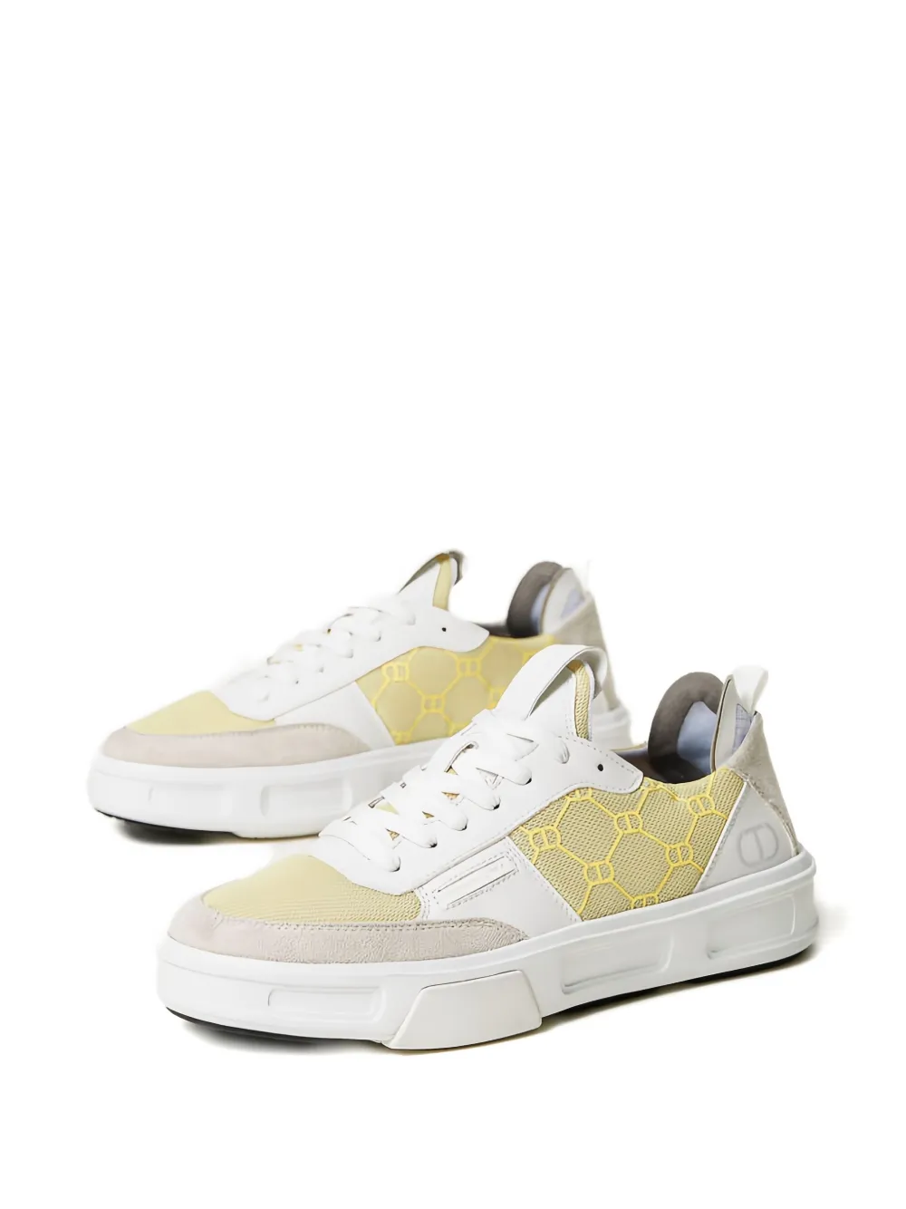 TWINSET Fessura monogram-panel lace-up sneakers Wit