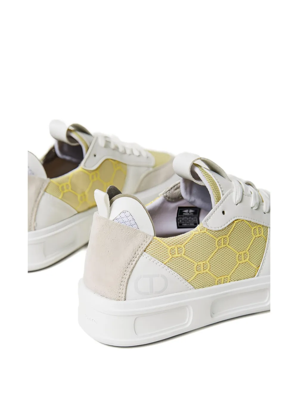 TWINSET Fessura monogram-panel lace-up sneakers Wit