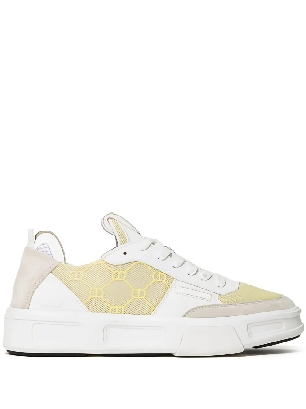 TWINSET Fessura monogram-panel lace-up sneakers White