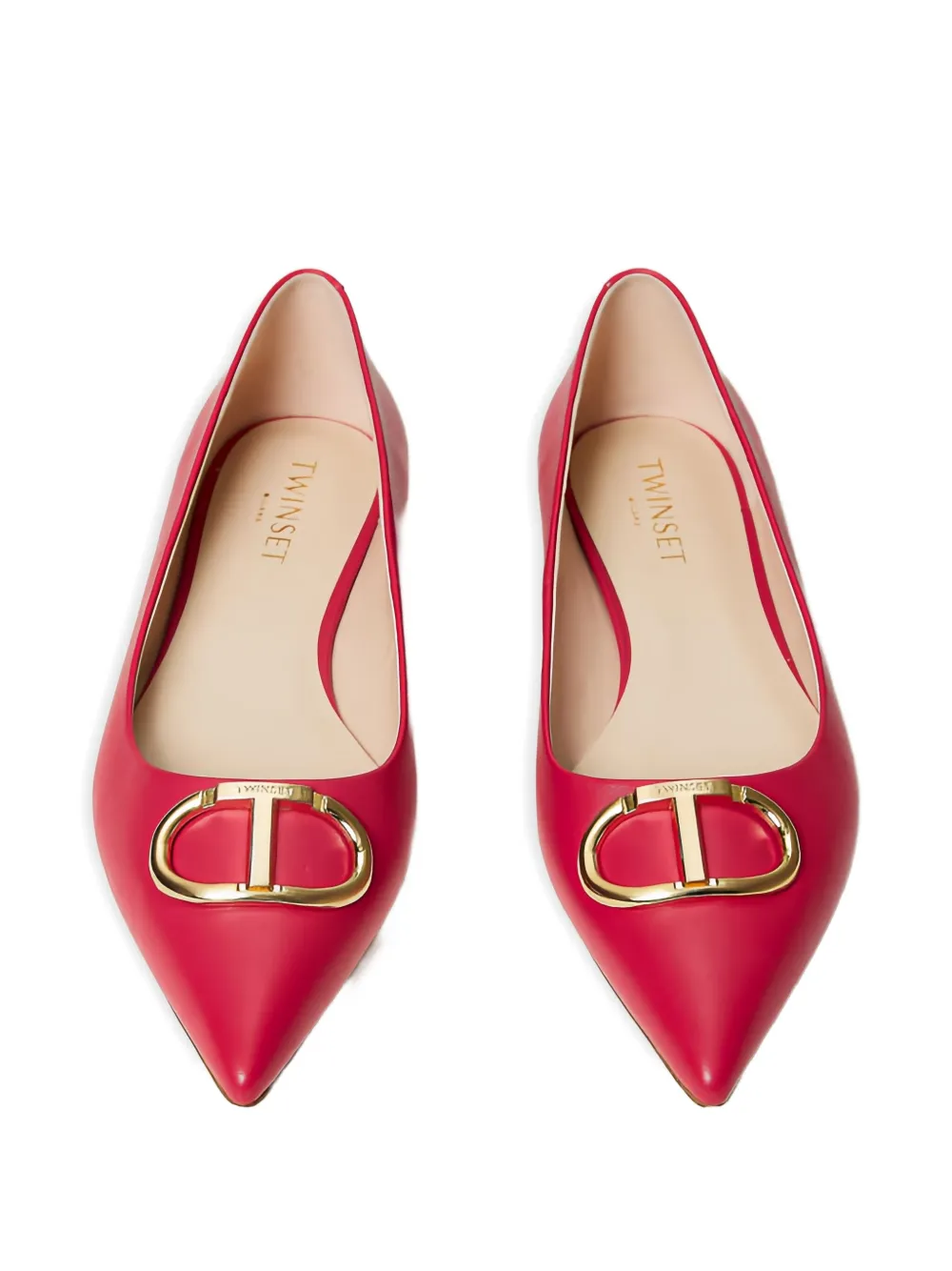 TWINSET oval-T leather ballerinas Pink