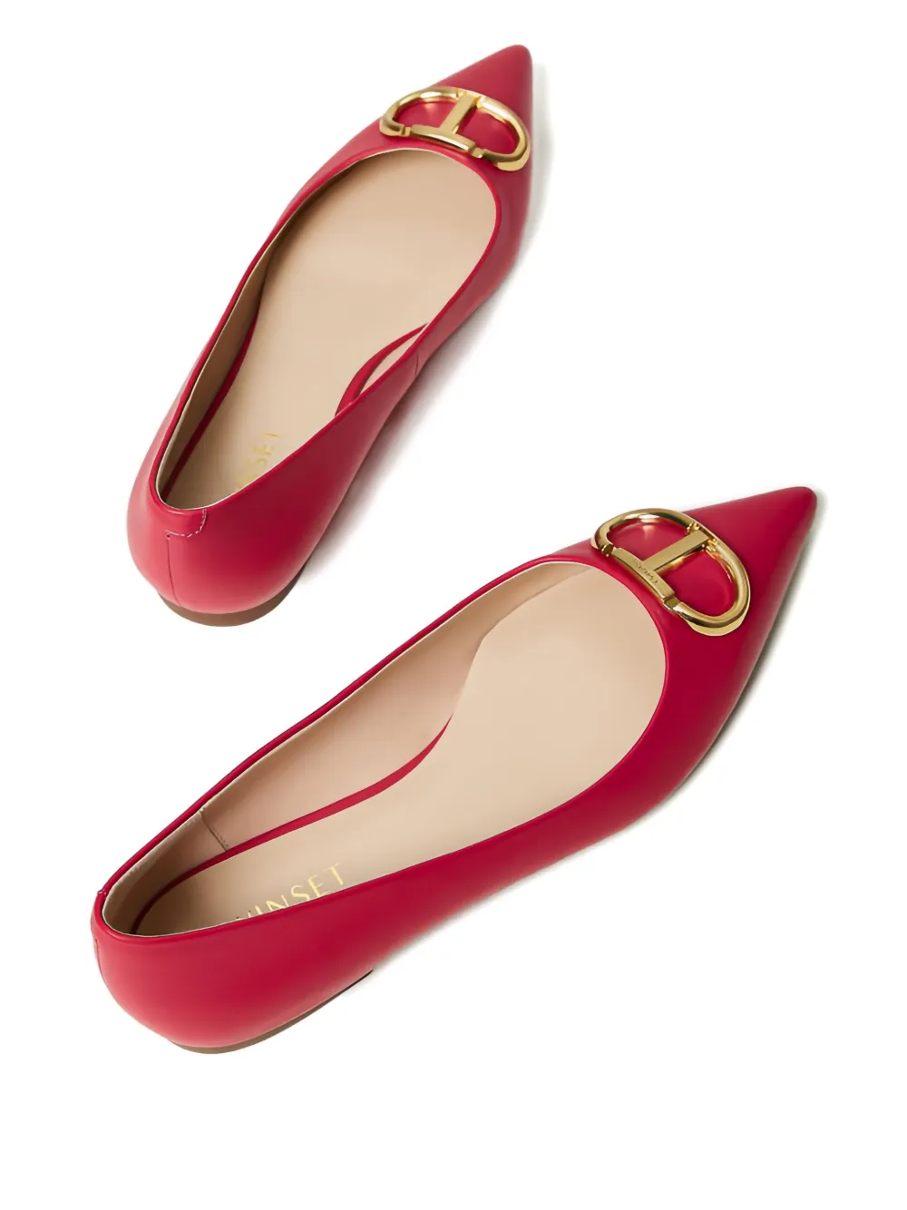 TWINSET oval-T leather ballerinas Pink