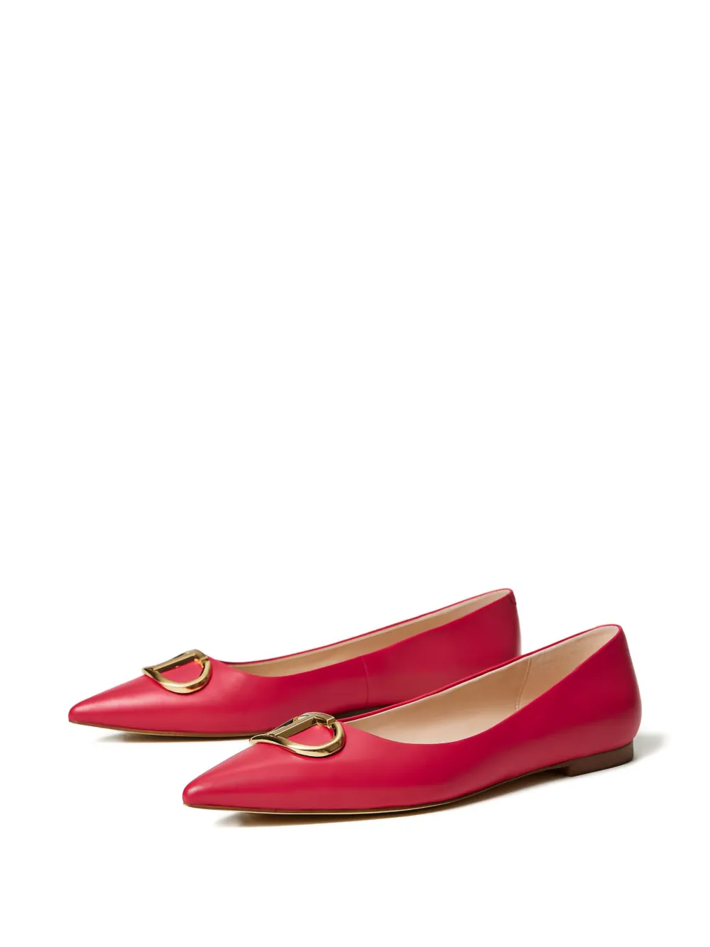 TWINSET oval-T leather ballerinas Pink