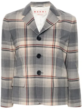 前衛性と上品さが共存する【MARNI】グレー チェック ジャケット Marni チェック ジャケット | グレー | FARFETCH JP