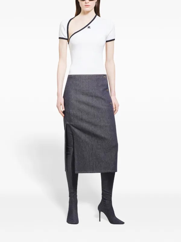 【送料&関税込】CourrA¨ges T-shirt Courrèges Slash Contrast T-shirt | White | FARFETCH
