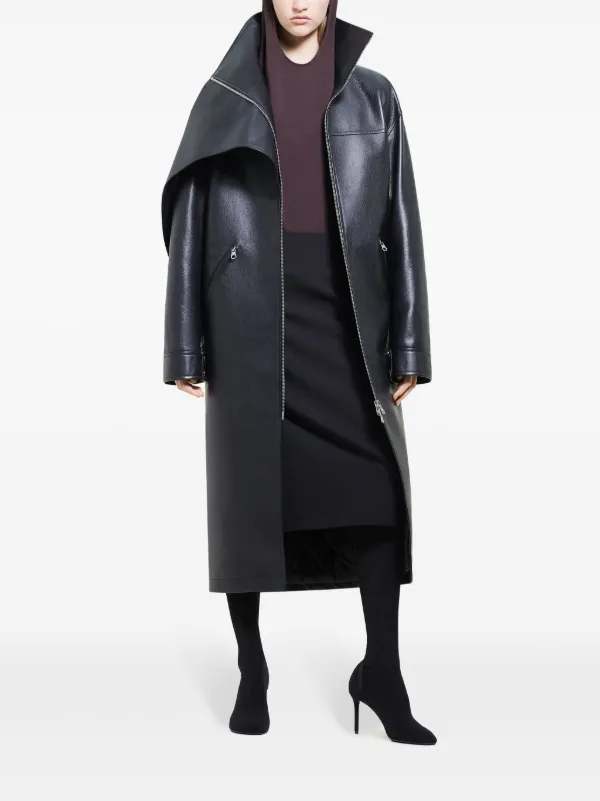 Courrèges オーバーサイズ レザーコート | ブラック | FARFETCH JP