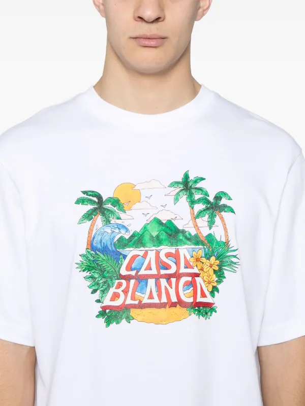 【関税込み】Casablanca ホワイト 'Casa' Beach Wave Tシャツ Casablanca Casa Beach Wave T-shirt | White | FARFETCH BN