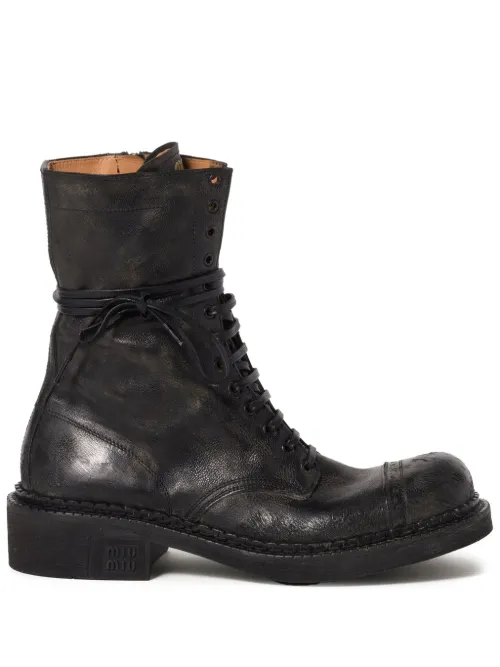 Bottines en cuir à lacets - Miu Miu - Modalova