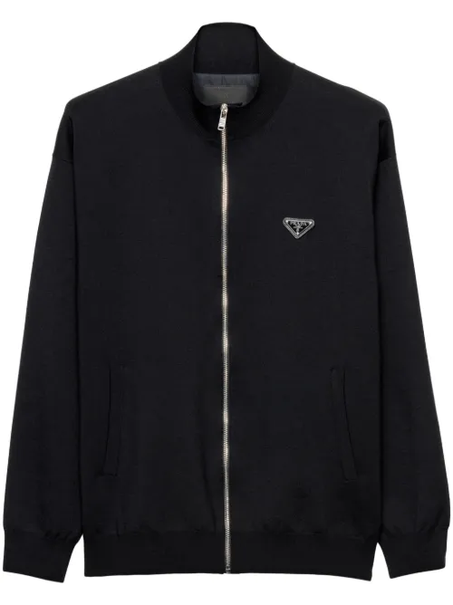 Prada cardigan à patch logo - Noir - Prada - Modalova