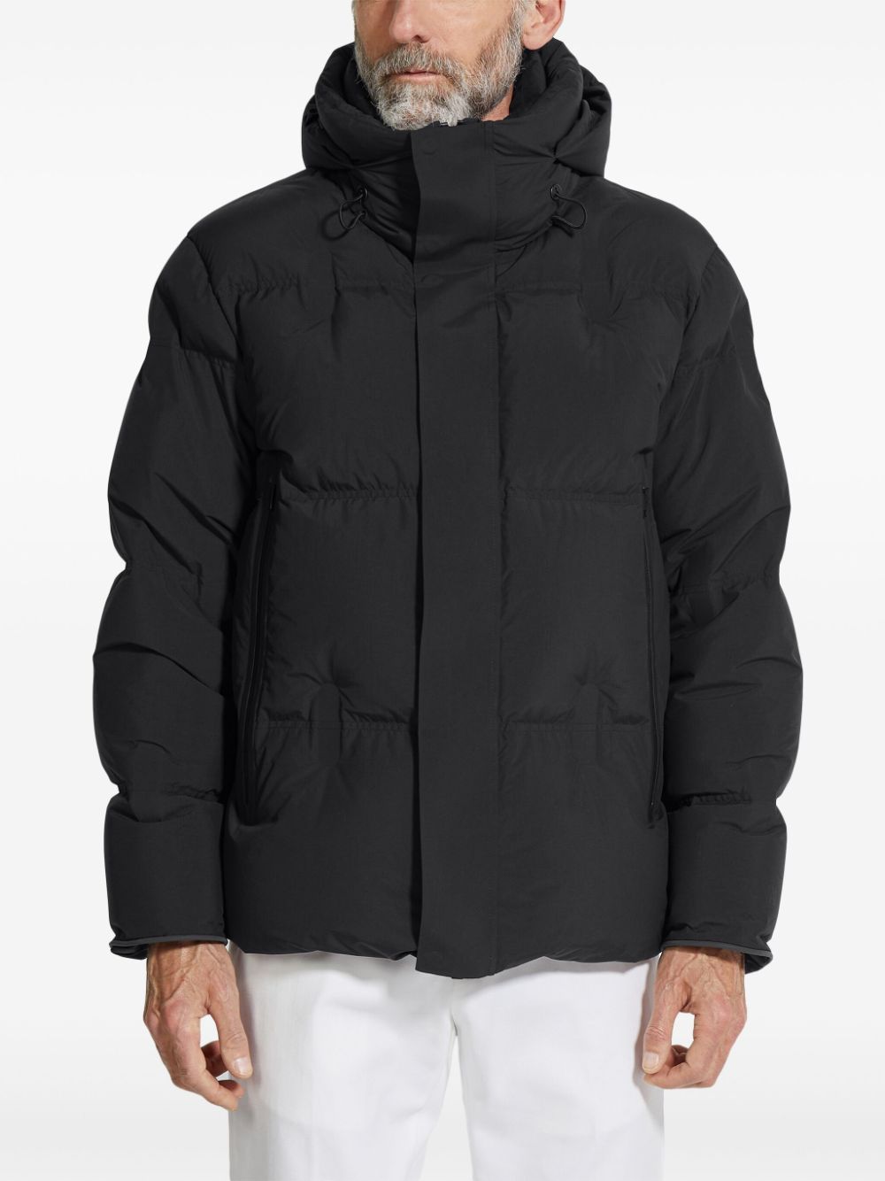 Shop Zegna Hooded Padded Jacket In Black