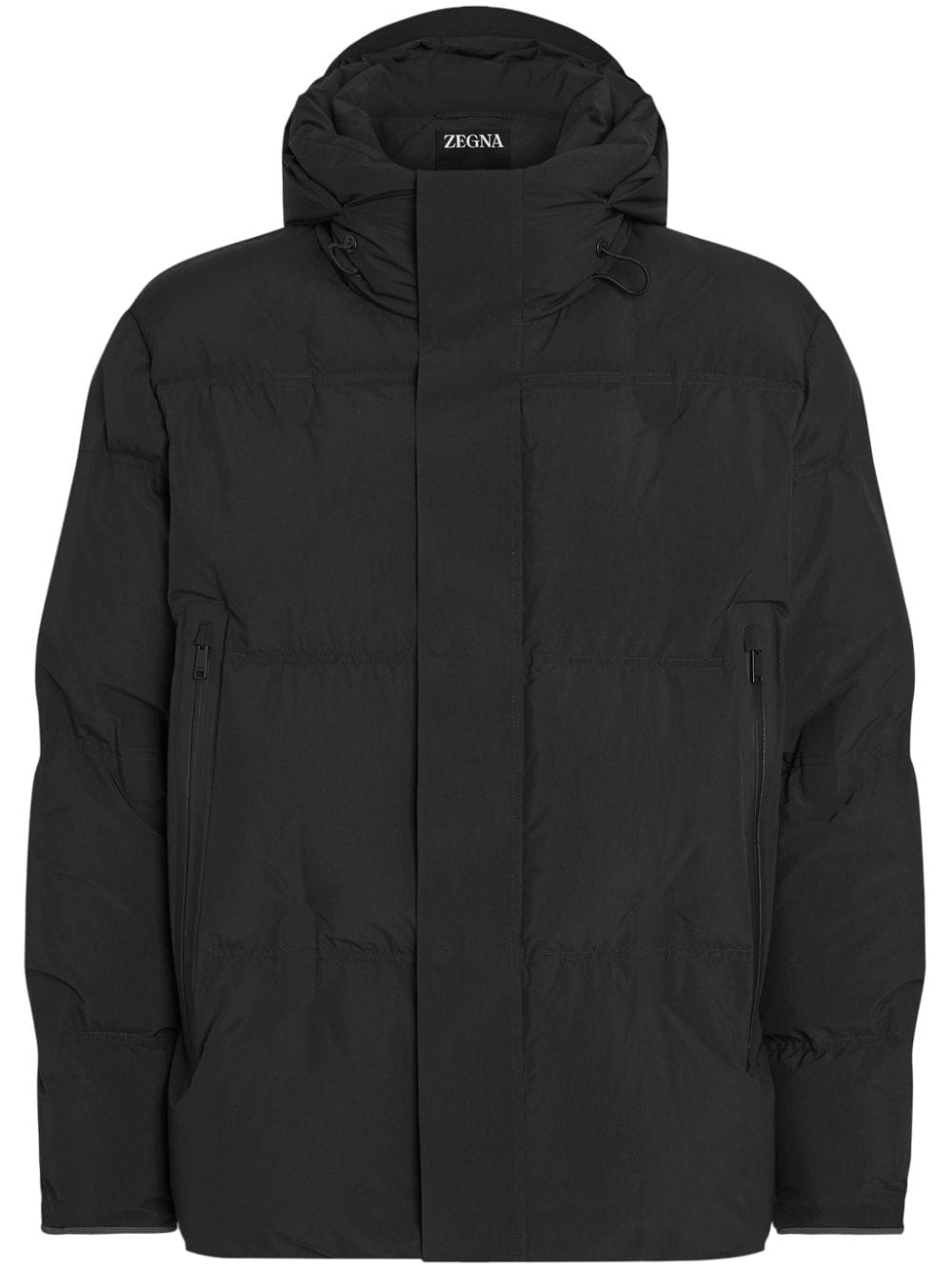 Shop Zegna Hooded Padded Jacket In Black