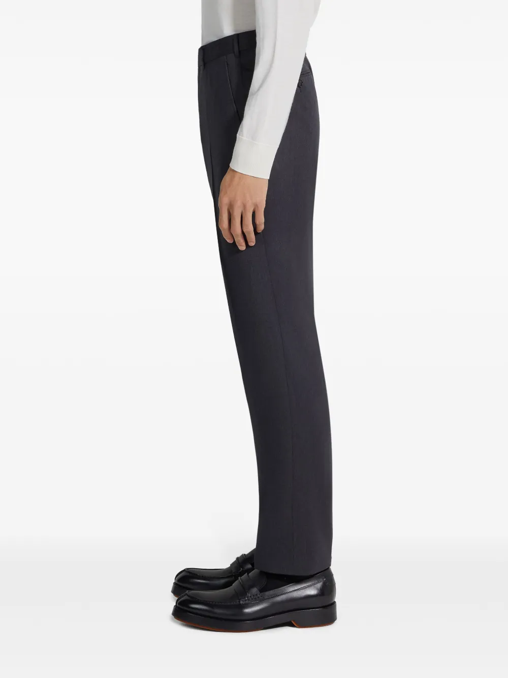 Shop Zegna Wool Straight-leg Trousers In Grey