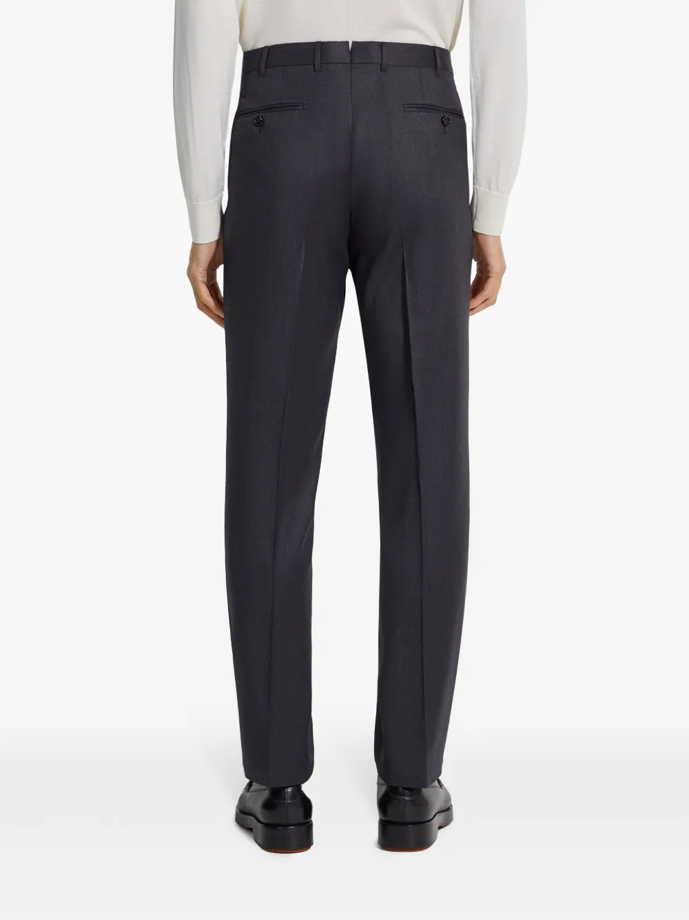 Shop Zegna Wool Straight-leg Trousers In Grey