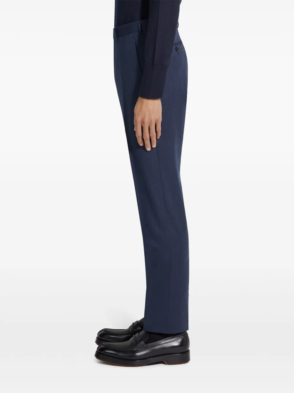Zegna Wool Straight-leg Trousers In Blue