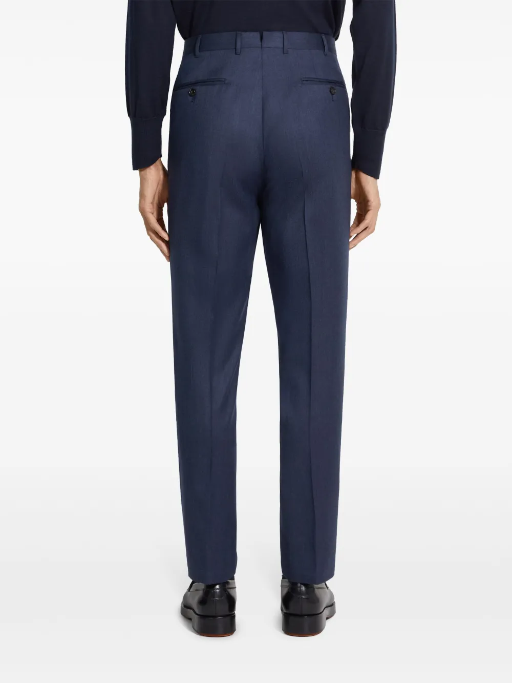 Zegna Wool Straight-leg Trousers In Blue