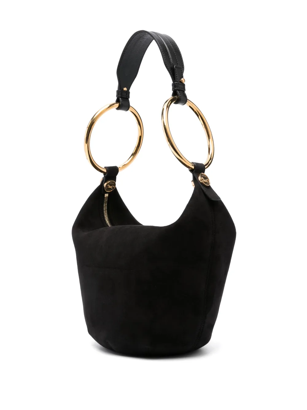 Chloé Chloe Bracelet Small Suede Shoulder Bag In Black