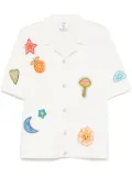Casablanca patch-detailing crochet shirt - White