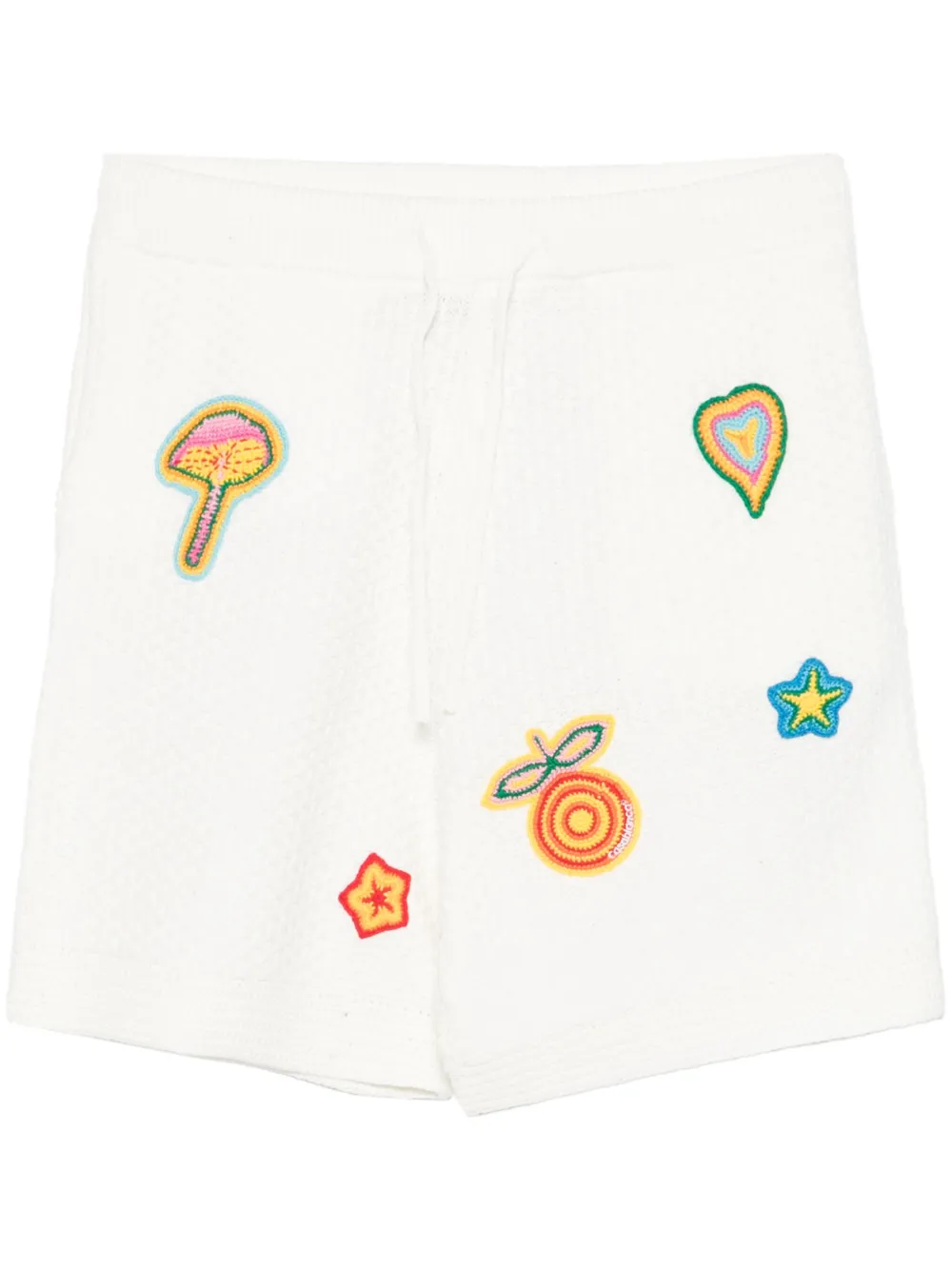 Casablanca Patch-detailing Crochet Shorts In White