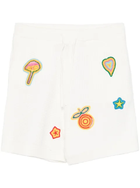 Casablanca patch-detailing crochet shorts