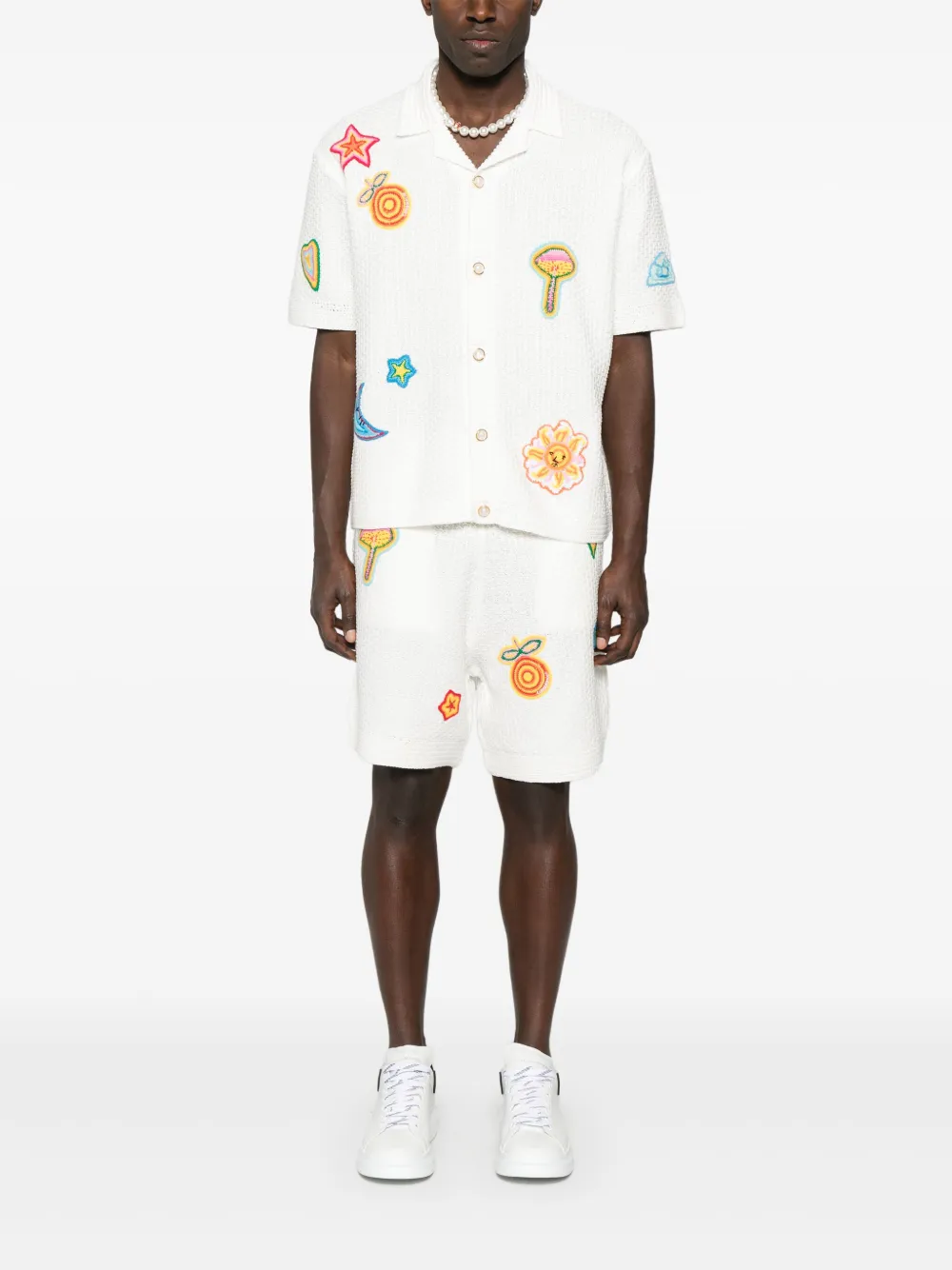 Casablanca Gehaakte shorts met patchdetails - Wit