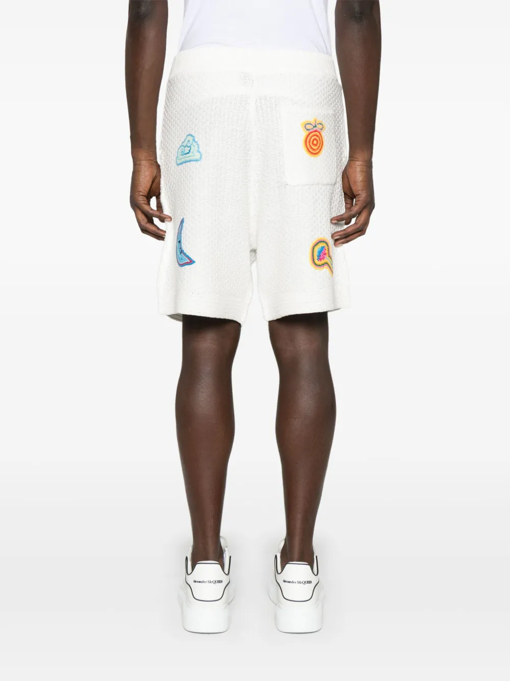 Casablanca Patch-detailing Crochet Shorts In White