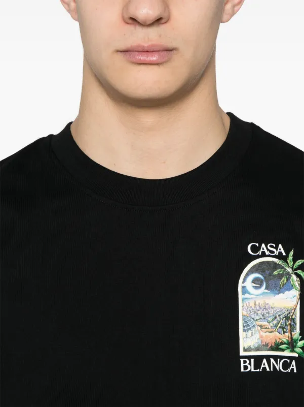 [CASABLANCA]ラ・ナイトTシャツ Casablanca La Night T-shirt | Black | FARFETCH
