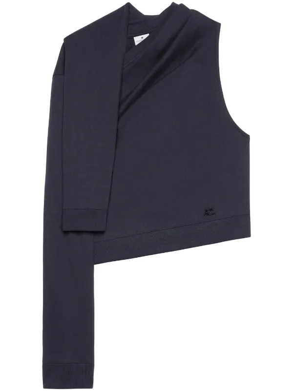 Courrèges Asymmetric Off-shoulder Sweatshirt in Black
