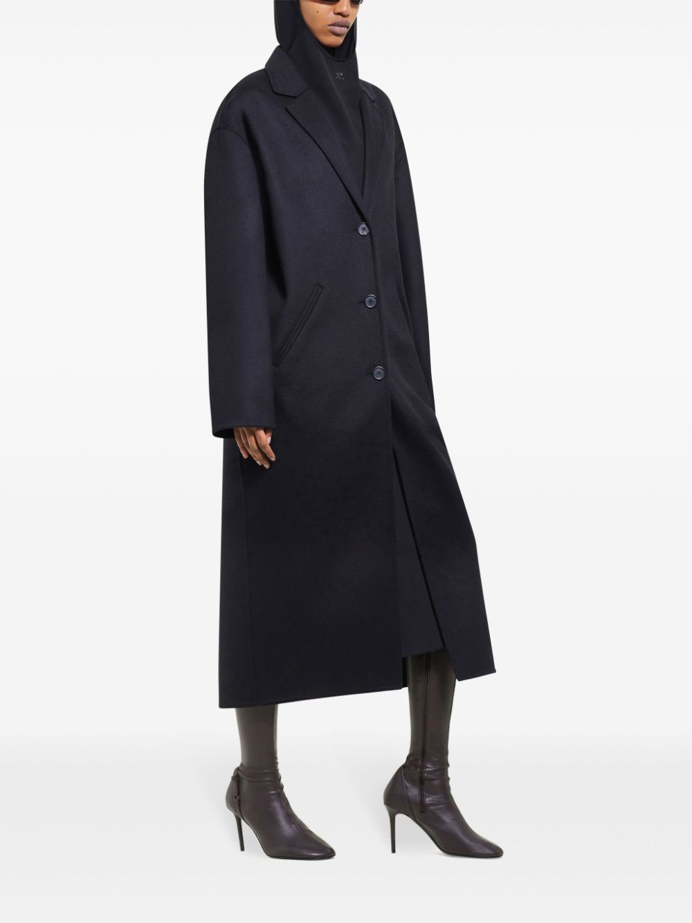 Shop Courrèges Double-face Wool Cocoon Coat In Schwarz