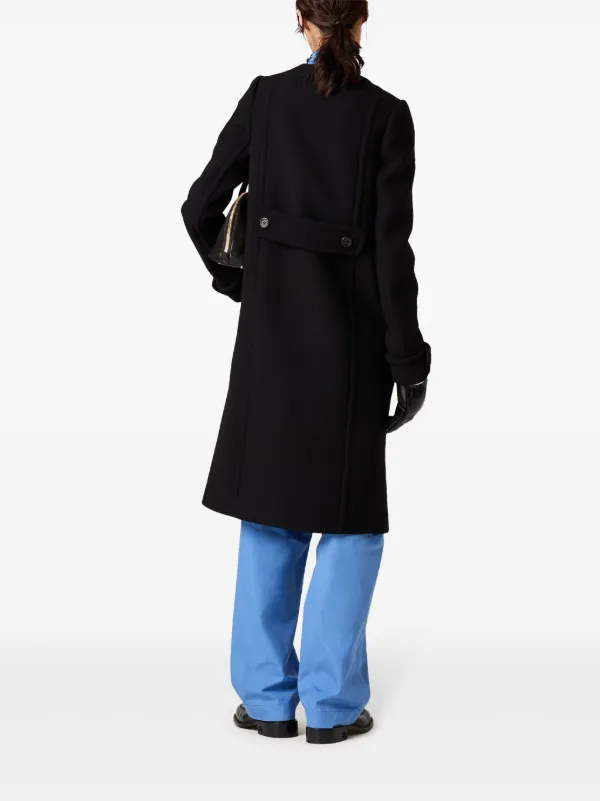 Miu Miu embroidered-logo Poplin Trousers | Blue | FARFETCH