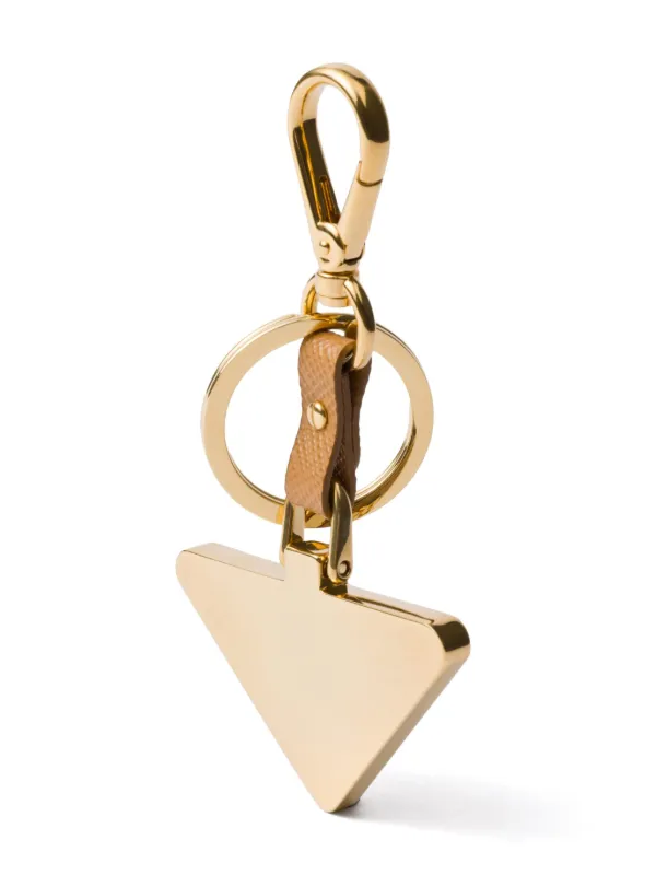 Prada Leather Keychain | Gold | FARFETCH