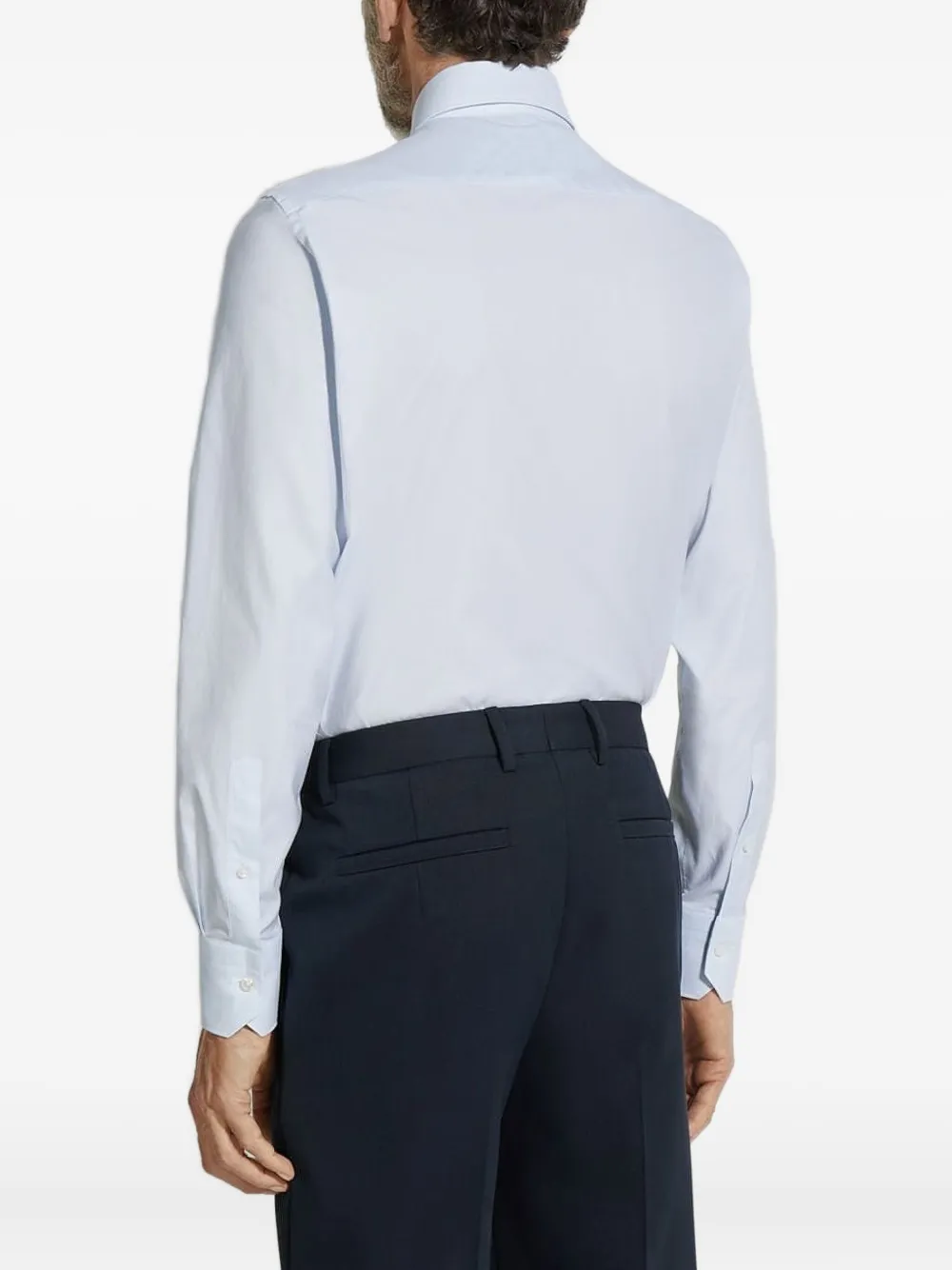 Zegna Geruit overhemd Blauw