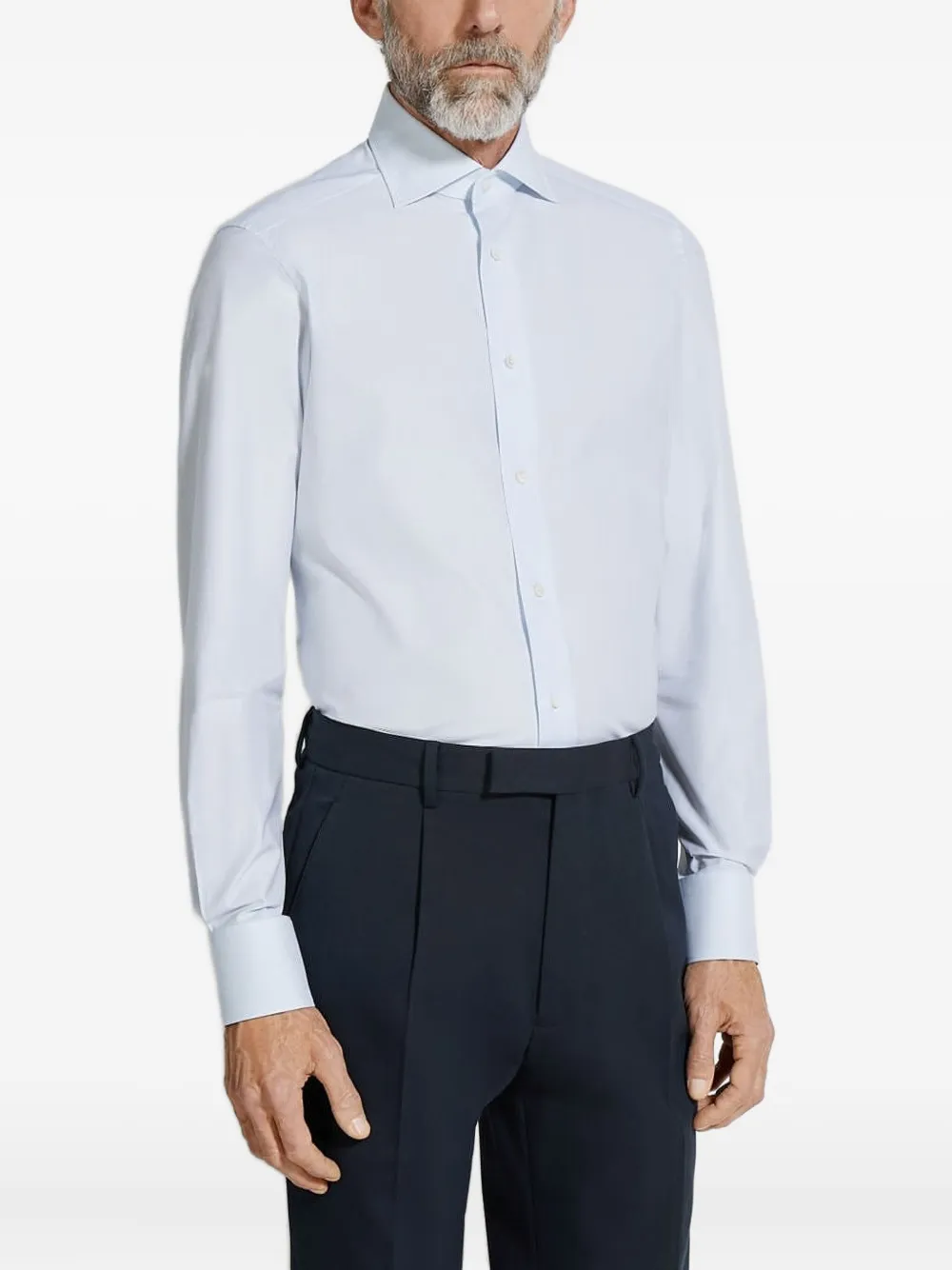 Zegna Geruit overhemd - Blauw