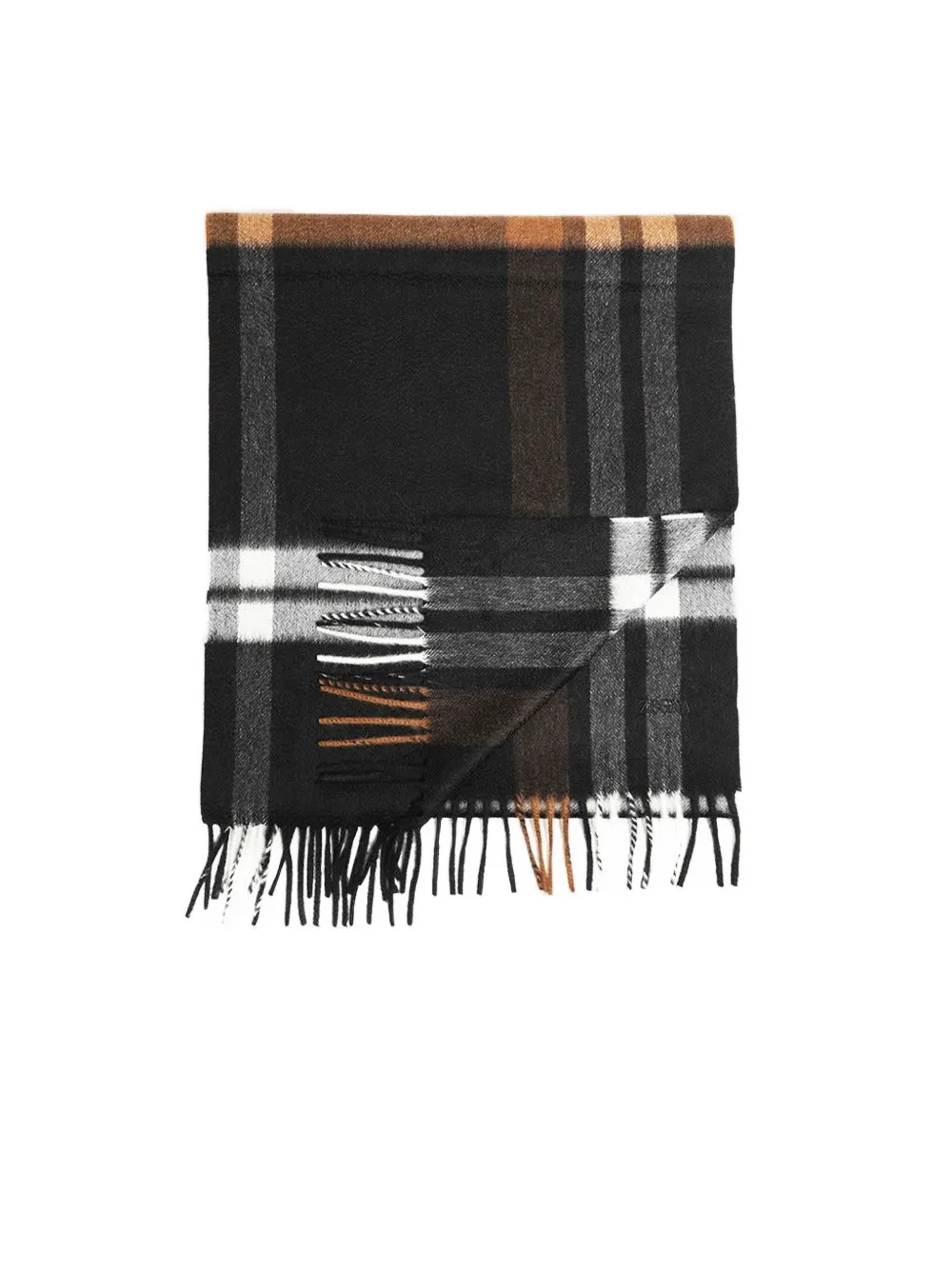 Zegna Checked Fringed Scarf In Black