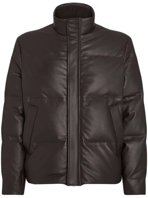 Zegna leather padded jacket