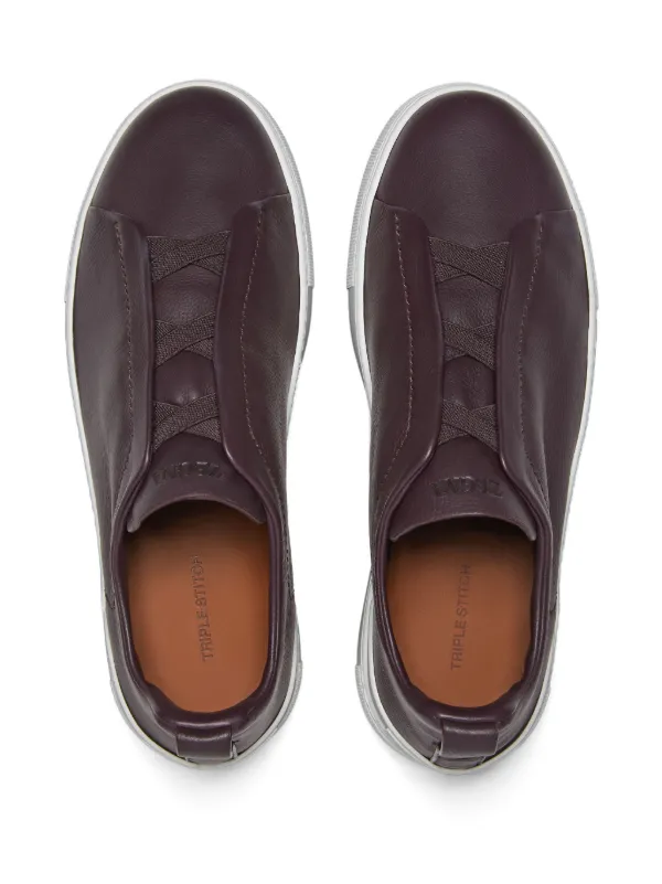 Zegna トリプルステッチ スニーカー | パープル | FARFETCH JP