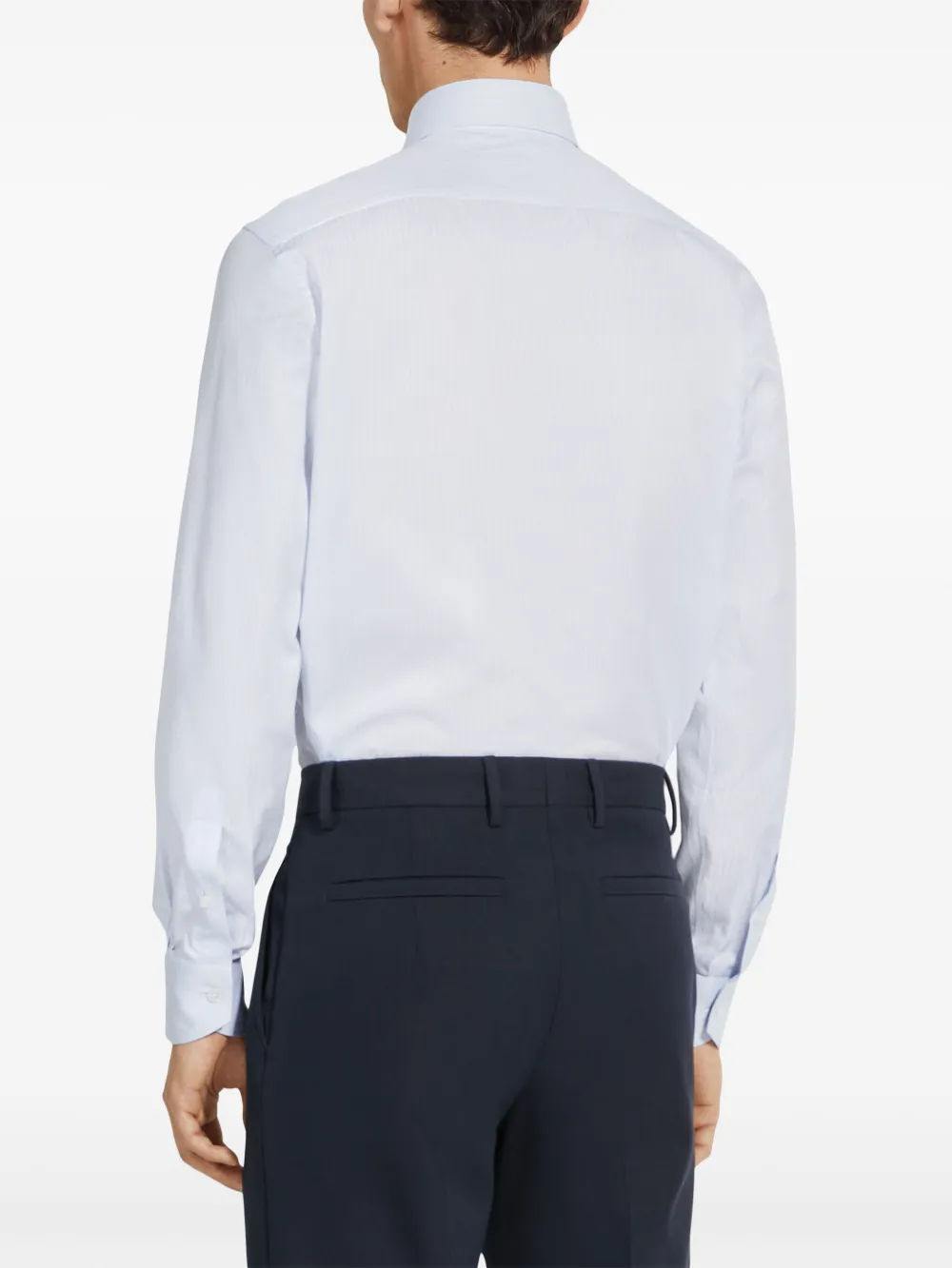 Zegna Gestreept katoenen overhemd Blauw
