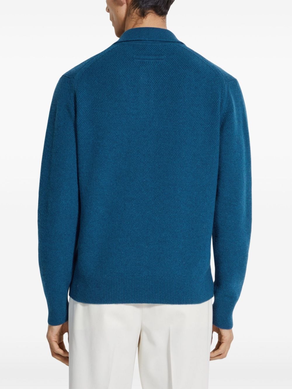 Shop Zegna Oasi Cashmere Polo Shirt In Blue