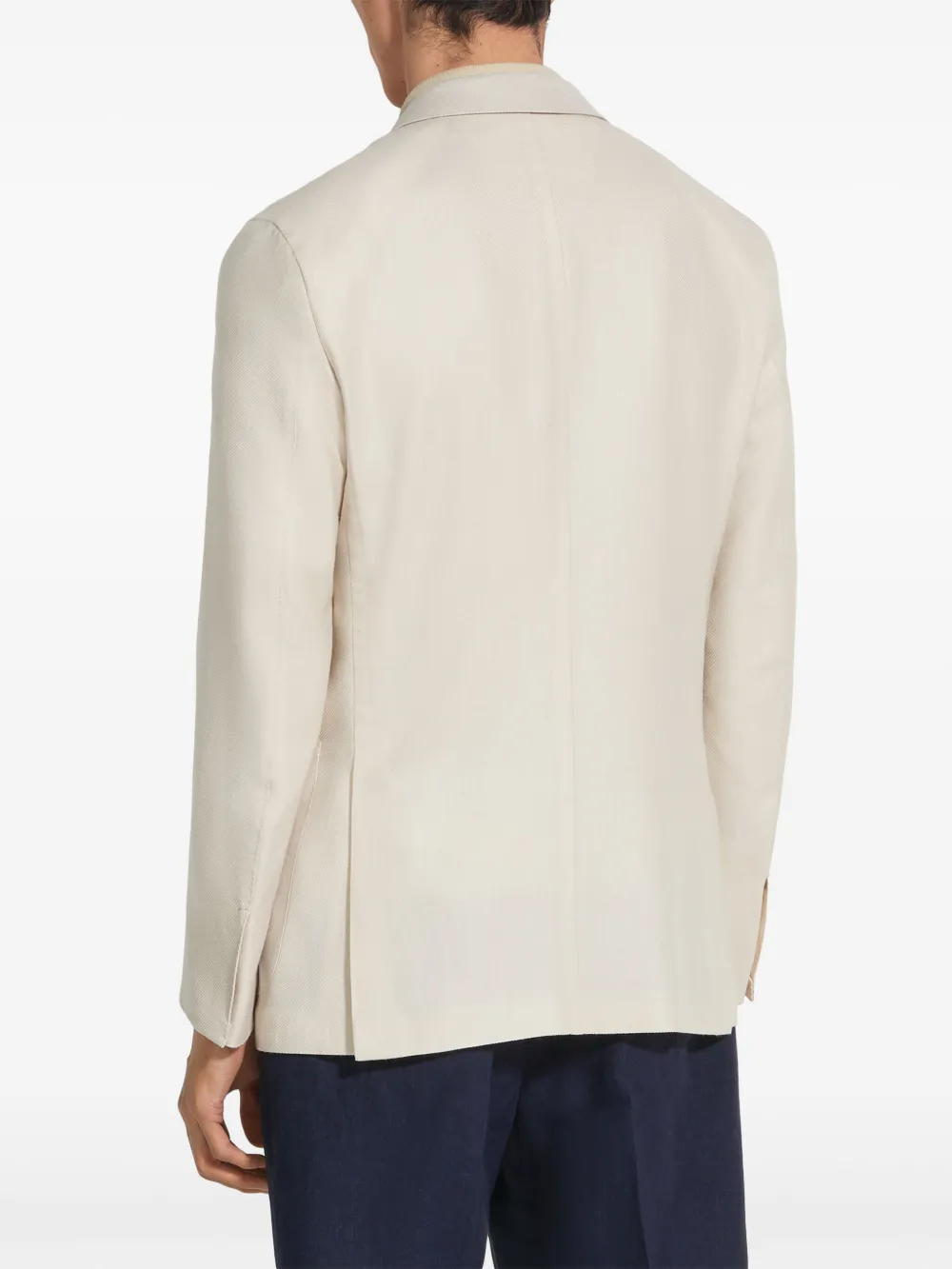 Shop Zegna Single-breasted Blazer In Neutrals
