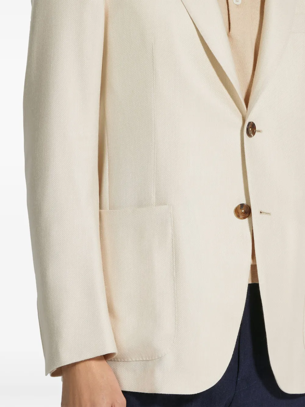 Shop Zegna Single-breasted Blazer In Neutrals